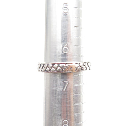 925 Sterling Silver Vintage Real Round-Cut Turquoise Oxidized Ring Size 6.75