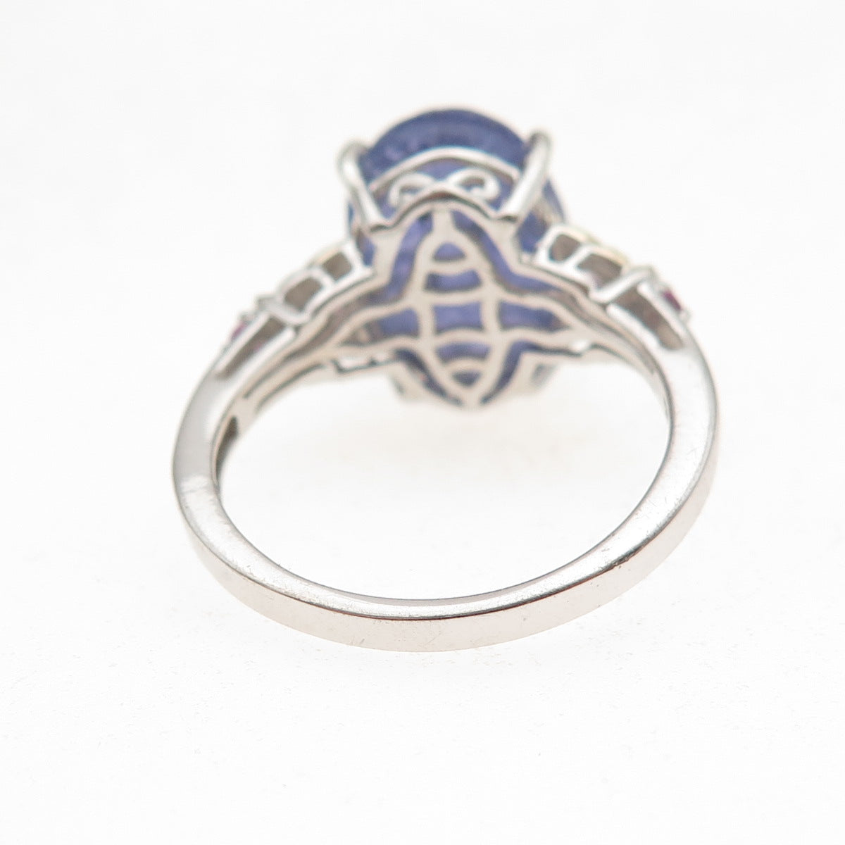 Chuck Clemency 925 Sterling 2-Tone Real Tanzanite & Pink Topaz Ring Size 8.25