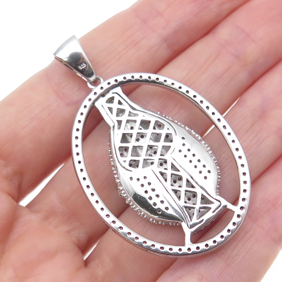 925 Sterling Silver Round-Cut C Z Jesus Charm Pendant