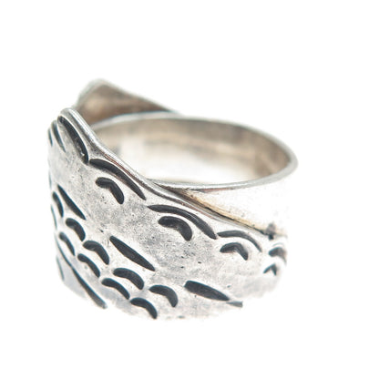 Old Pawn Sterling Silver Vintage Southwestern Mountains Oxidized Ring Size 5.5