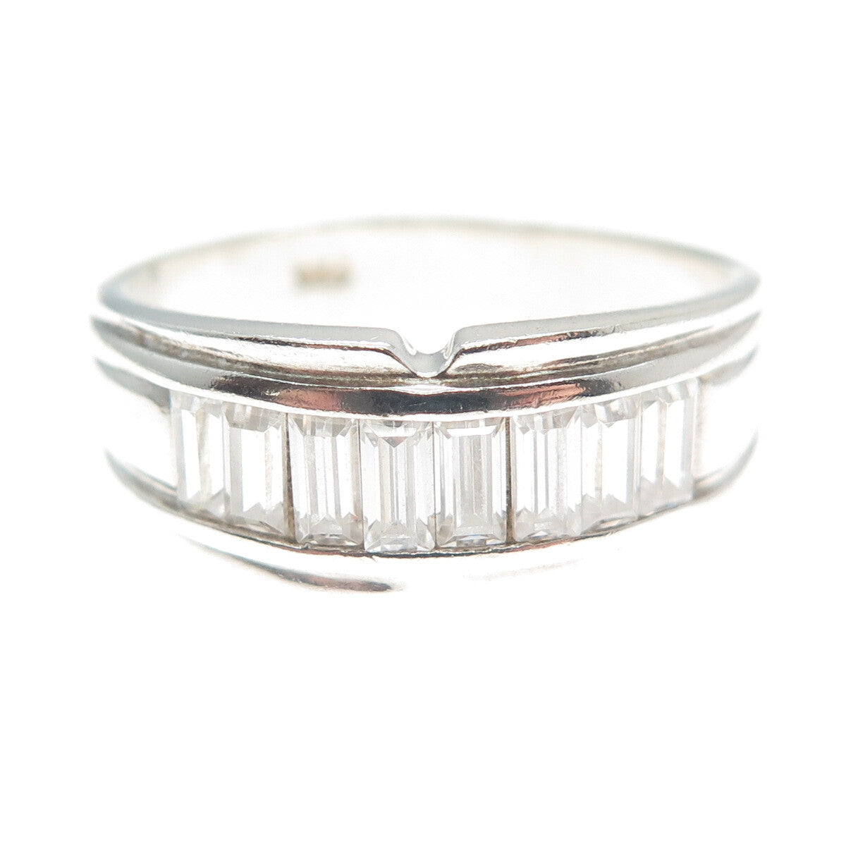 925 Sterling Silver Emerald-Cut Shaped C Z Ring Size 10.25