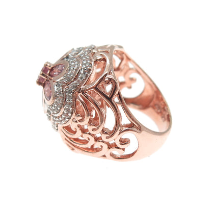 CHUCK CLEMENCY Sterling Silver Rose Gold Plated Amethyst & Topaz Ring Size 5.25