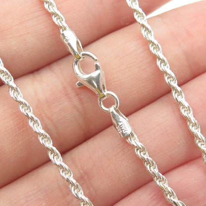 925 Sterling Silver Vintage Italy Rope Chain Necklace 16"