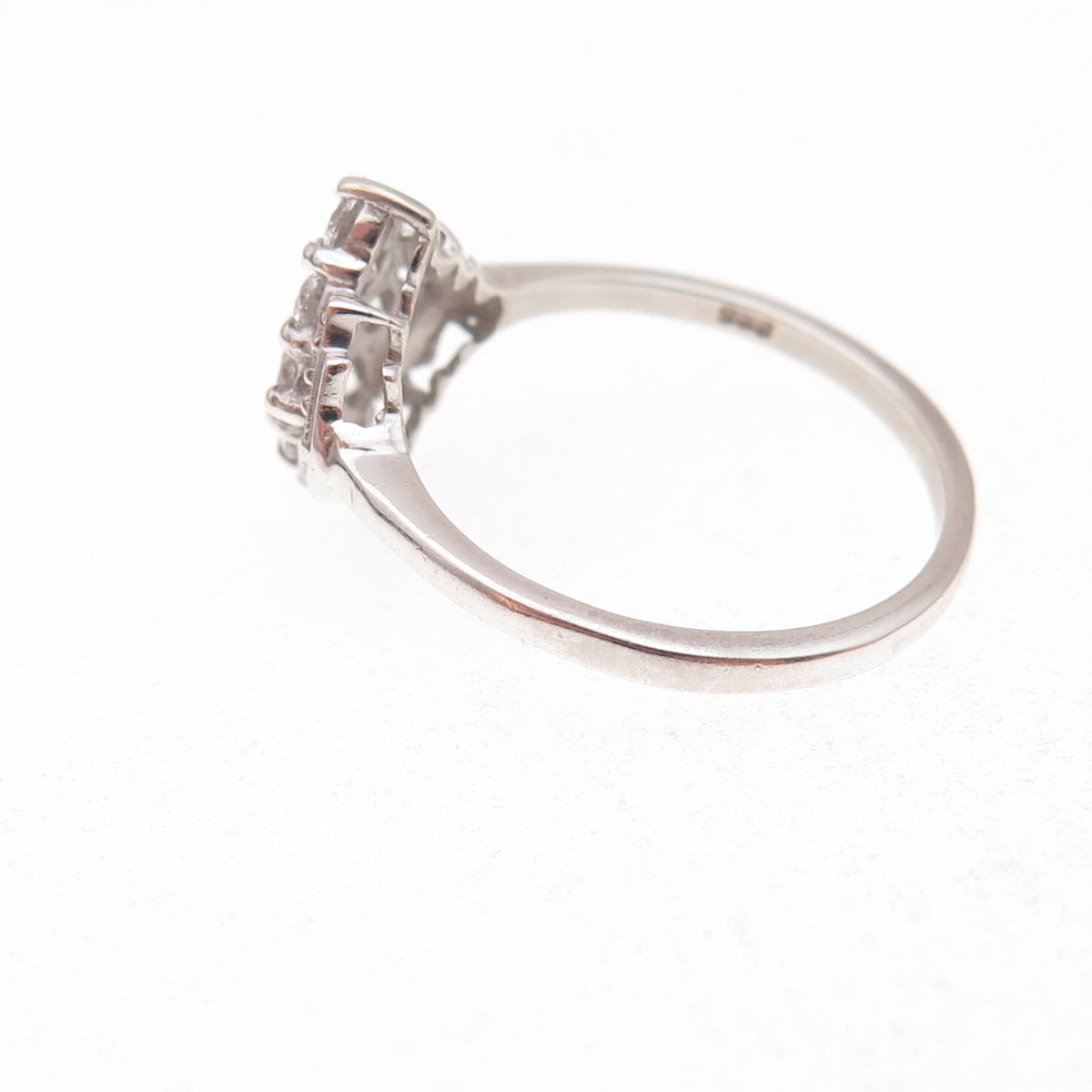 Chuck Clemency 925 Sterling Silver Round-Cut C Z Ring Size 8