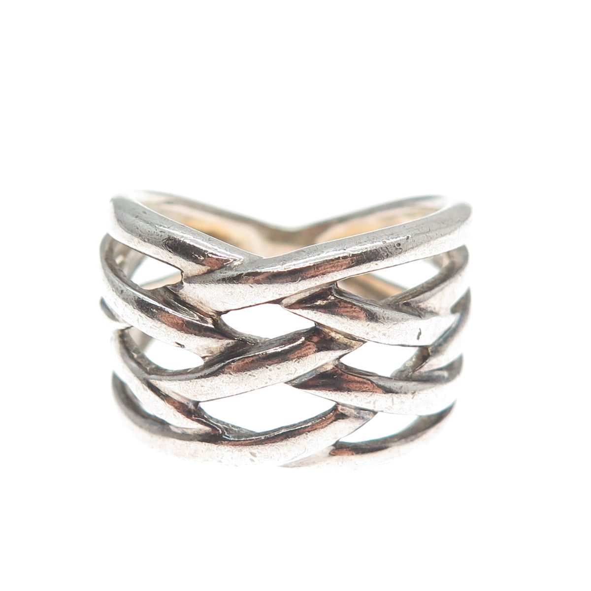 950 Silver Vintage Crisscross Ring Size 7.25