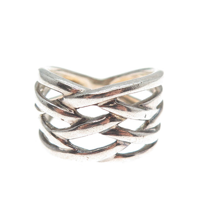 950 Silver Vintage Crisscross Ring Size 7.25