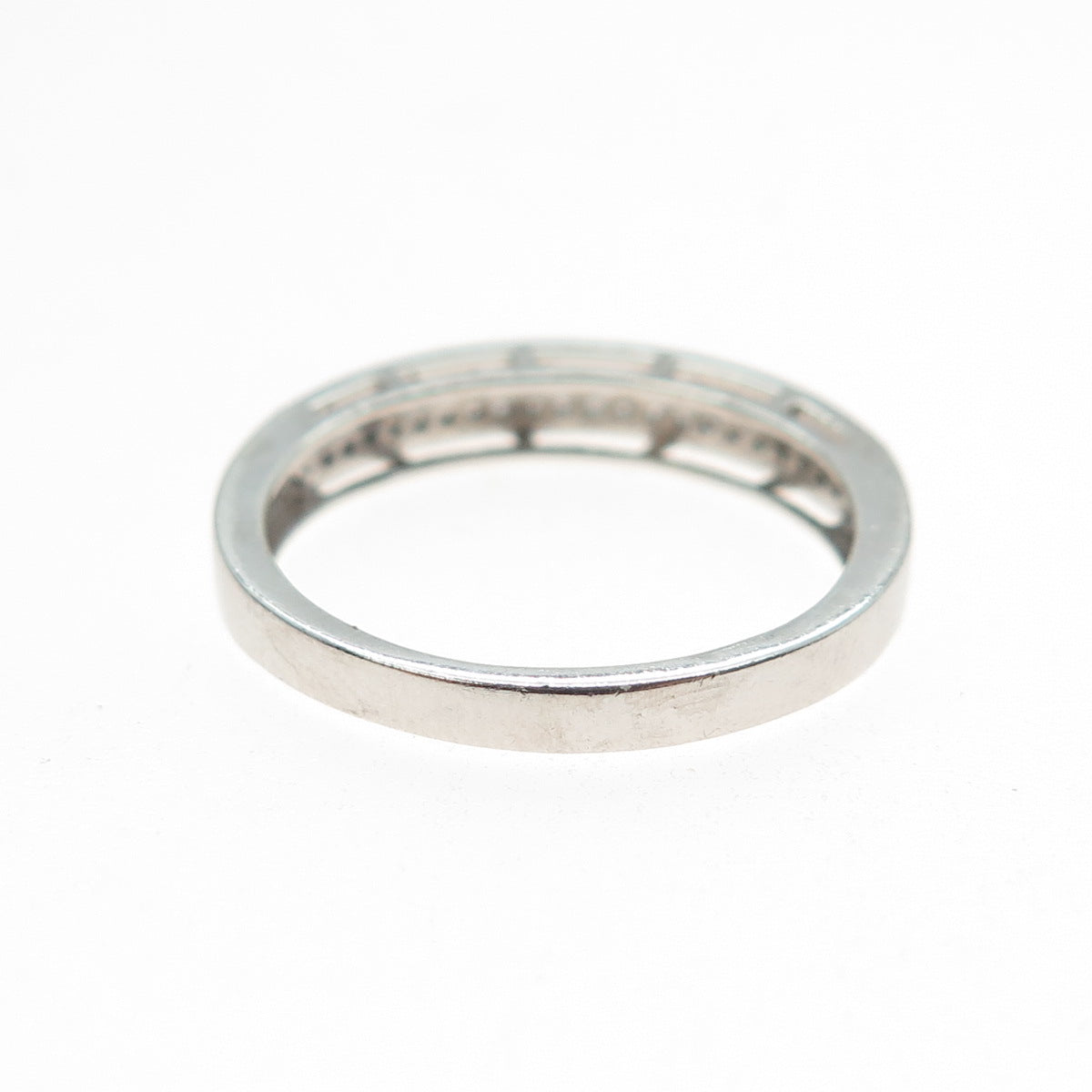 925 Sterling Silver Round-Cut C Z Half Eternity Band Ring Size 9