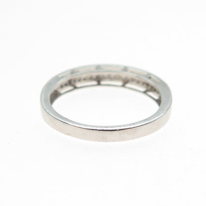 925 Sterling Silver Round-Cut C Z Half Eternity Band Ring Size 9