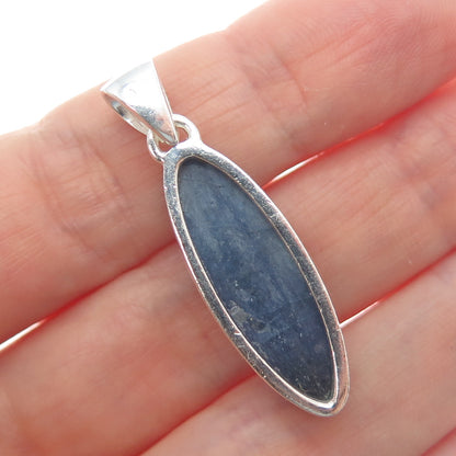 925 Sterling Silver Vintage Real Marquise-Cut Kyanite Modernist Pendant