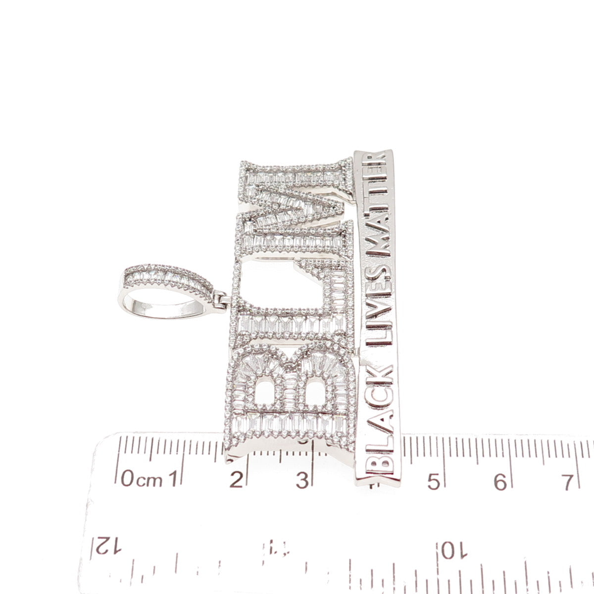 925 Sterling Silver Emerald & Round-Cut C Z BLM Black Lives Matter Pendant