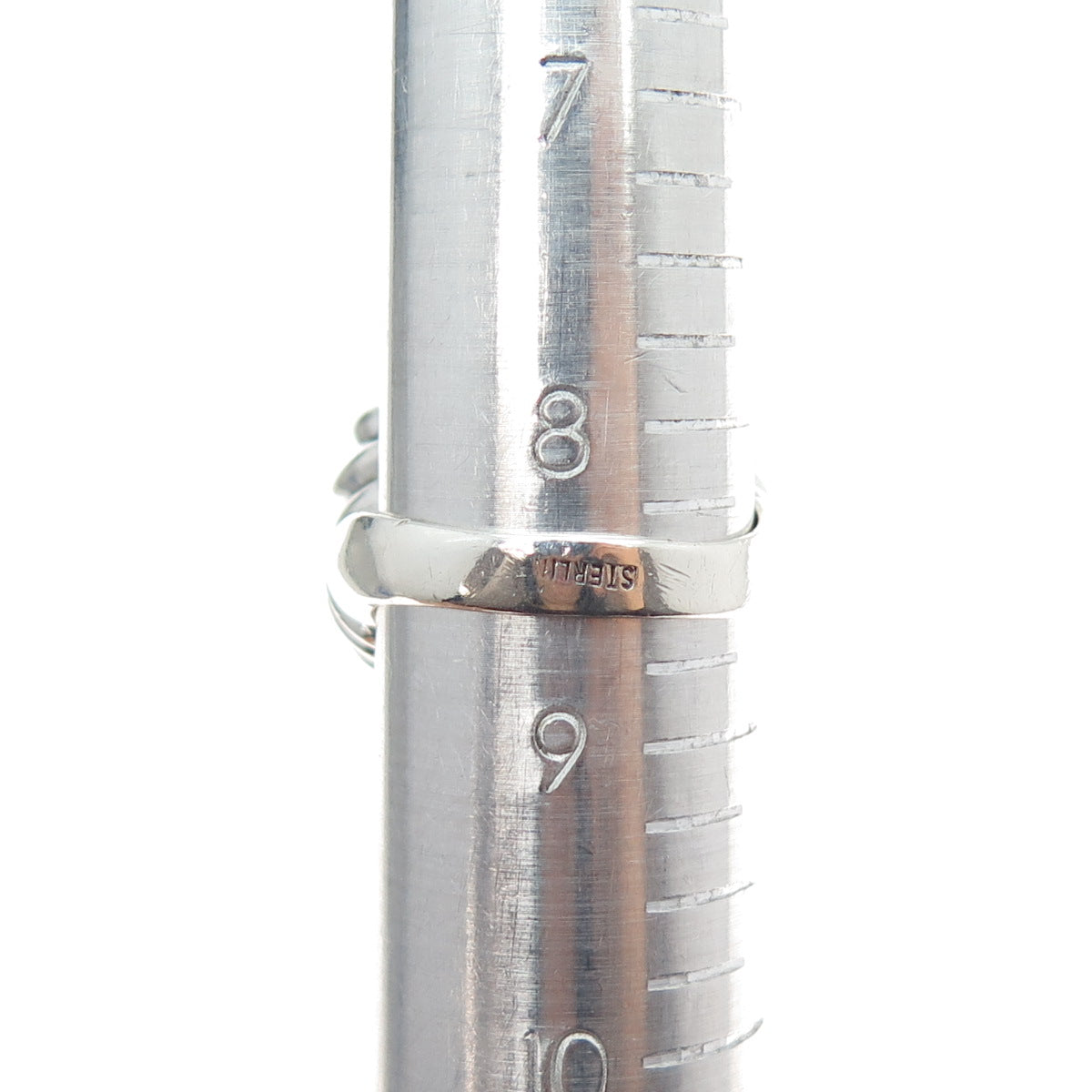 925 Sterling Silver Vintage Modernist Ribbed Dome Ring Size 8.5