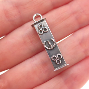 925 Sterling Silver Vintage Mezuzah Oxidized Charm Pendant