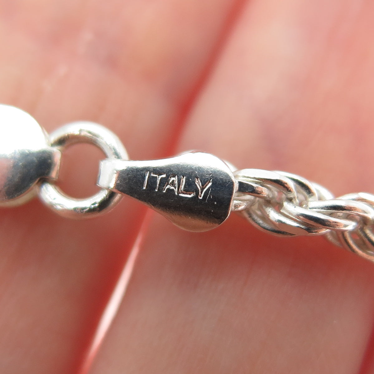 925 Sterling Silver Vintage Italy Twisted Rope Chain Necklace 18"