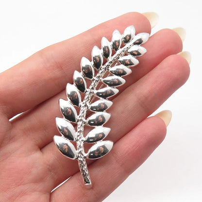 925 Sterling Silver Vintage Mexico Leaf Pin Brooch