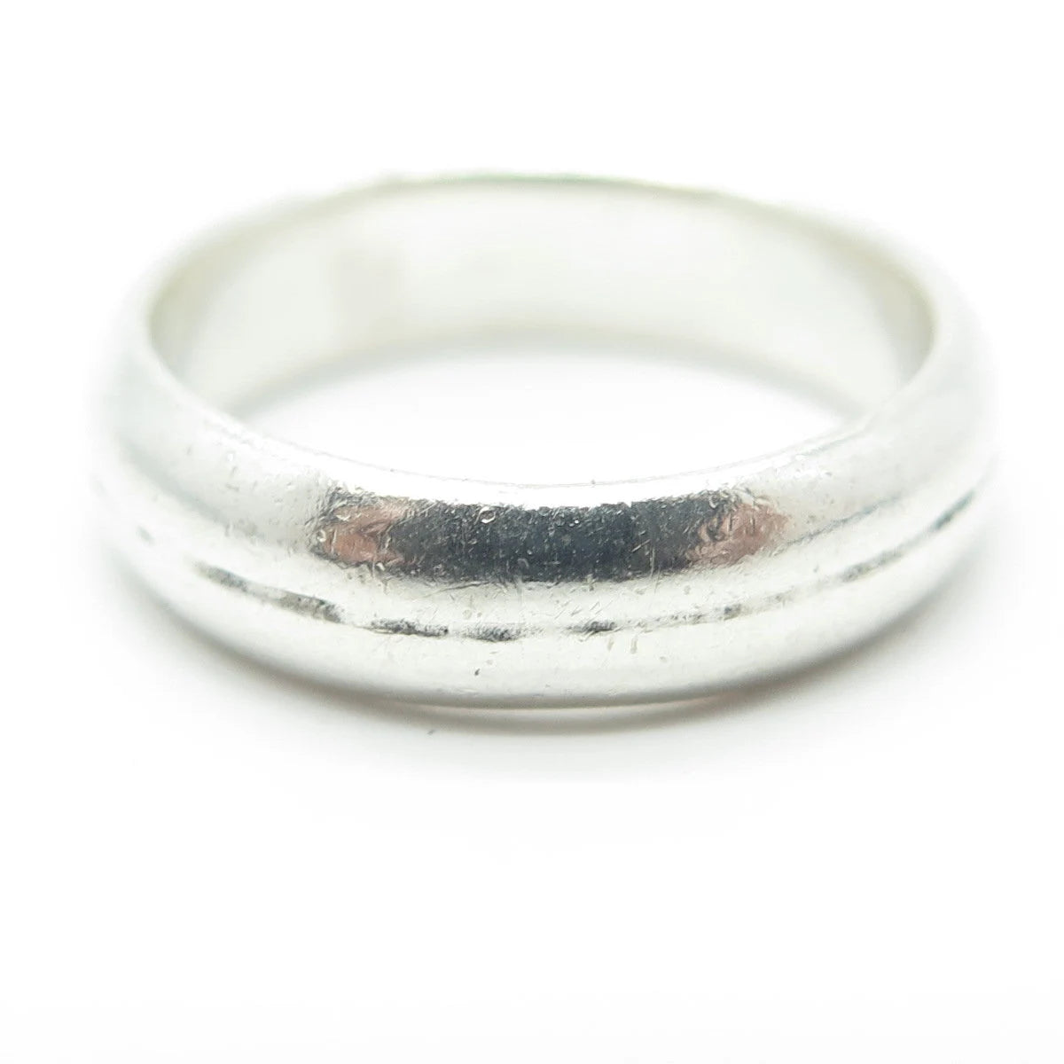925 Sterling Silver Vintage Lined Wedding Band Ring Size 8.25