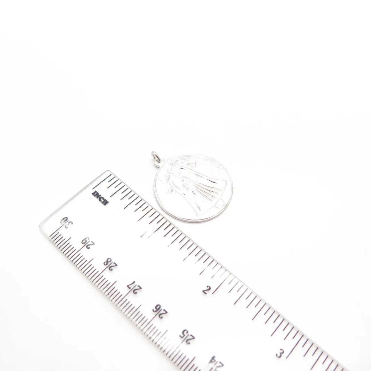 925 Sterling Silver Vintage Anson Satin Finish Bell & Lady Round Pendant