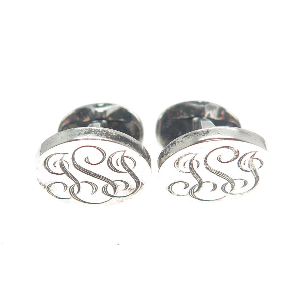 RALPH LAUREN 925 Sterling Silver Antique Birmingham "JSJ" Signet Cufflinks