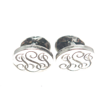RALPH LAUREN 925 Sterling Silver Antique Birmingham "JSJ" Signet Cufflinks