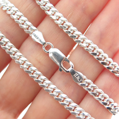 925 Sterling Silver Vintage Italy Cuban Chain Necklace 18"