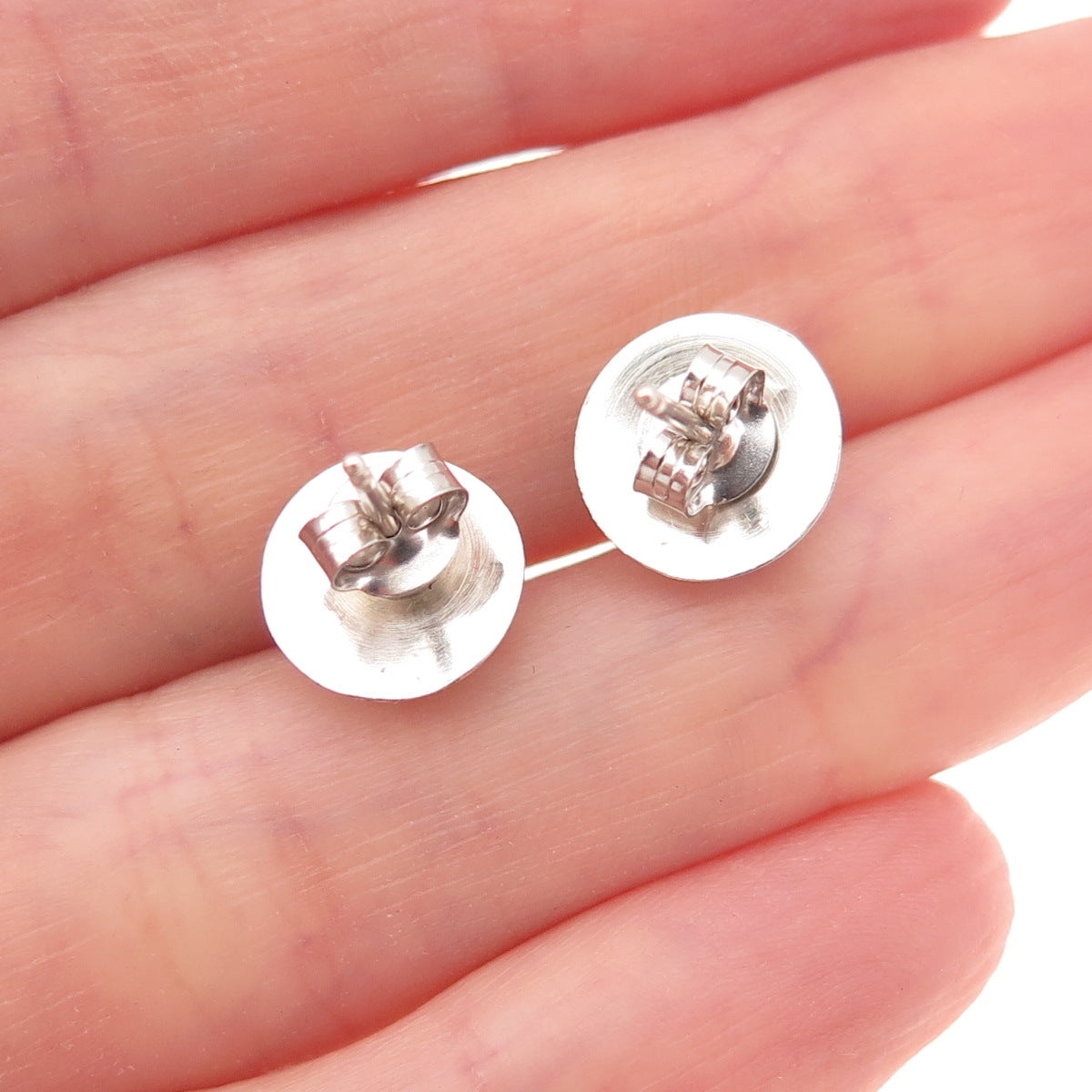Old Pawn 925 Sterling Silver Vintage Southwestern Concho Tribal Stud Earrings