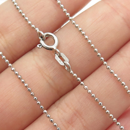 925 Sterling Silver Italy Ball Beaded Chain Necklace 18"