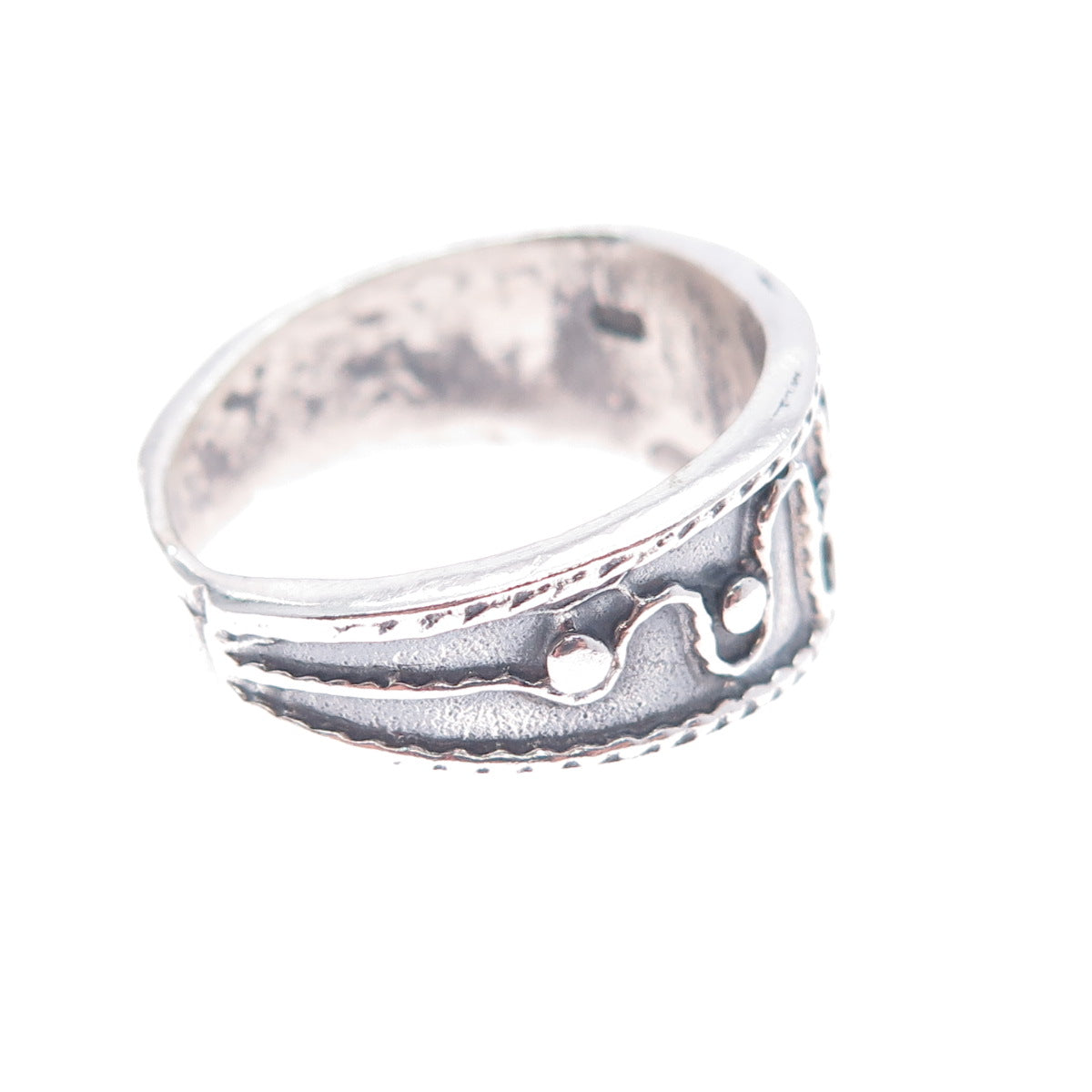 925 Sterling Silver Vintage Modernist Swirl Oxidized Ring Size 9