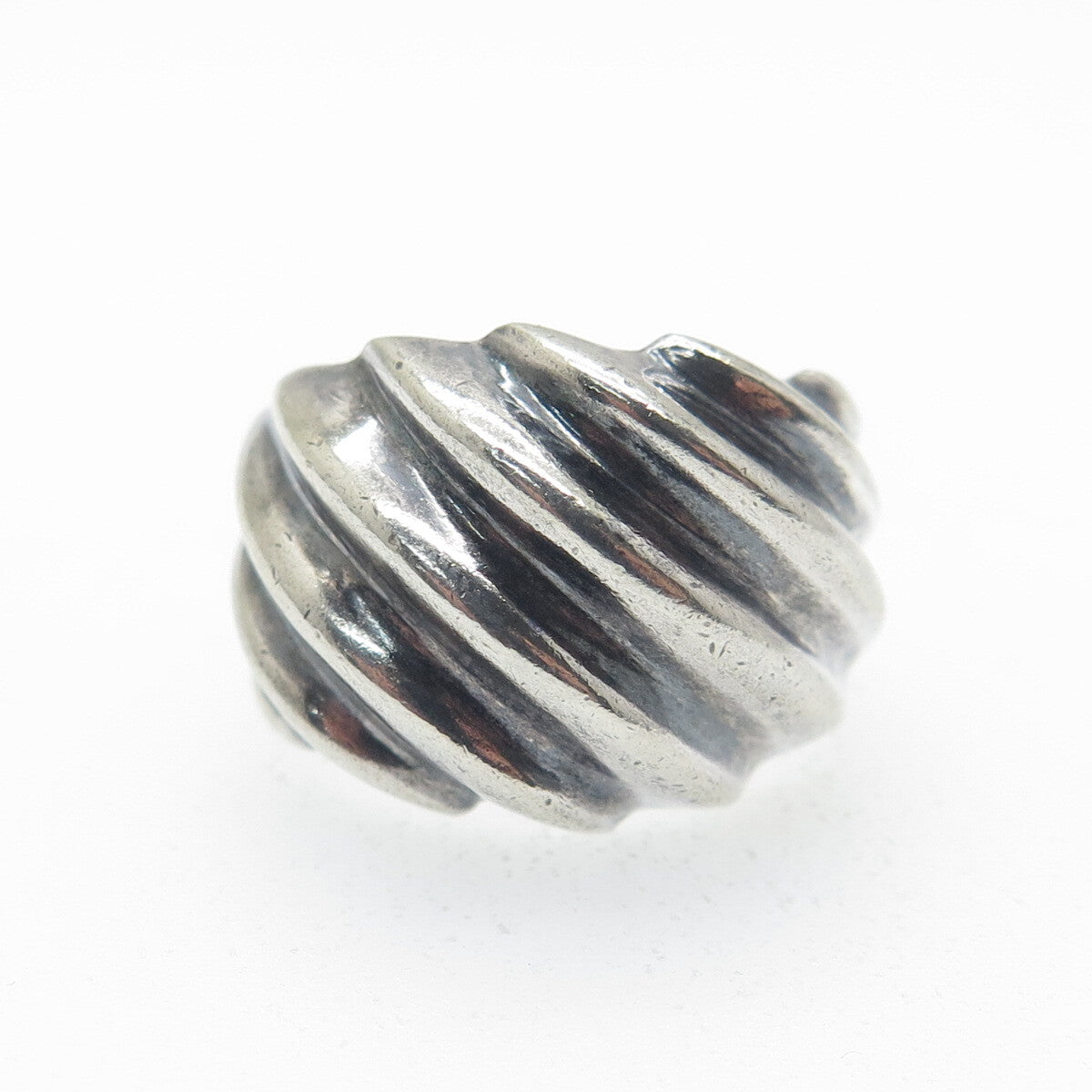 CHAPAL ZENRAY 925 Sterling Silver Vintage Modernist Ribbed Oxidized Ring Size 7