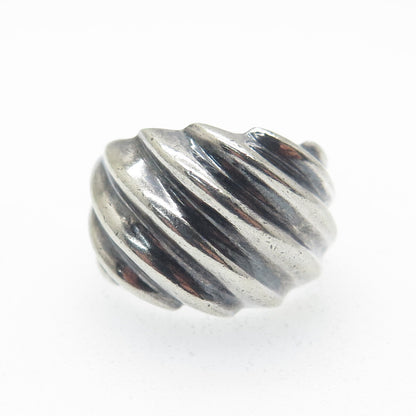 CHAPAL ZENRAY 925 Sterling Silver Vintage Modernist Ribbed Oxidized Ring Size 7