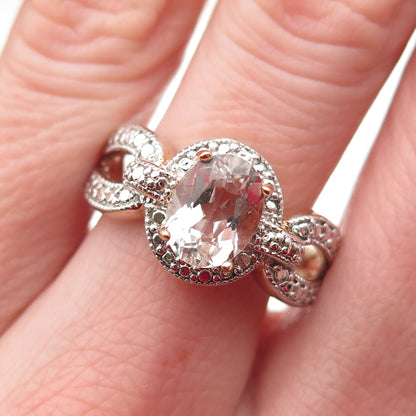 DBJ Dee Berkle 925 Sterling Silver Gold Plated Real White Topaz Ring Size 9