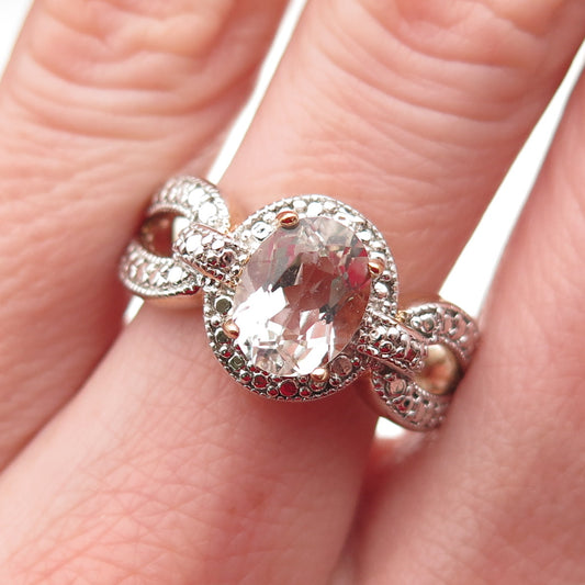 DBJ Dee Berkle 925 Sterling Silver Gold Plated Real White Topaz Ring Size 9