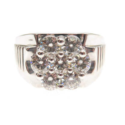925 Sterling Silver Real Round-Cut Moissanite Modernist Ring Size 11