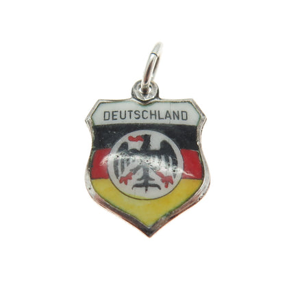 SUVENJO 800 Silver Vintage Germany Enamel Deutschland Minimalist Charm Pendant