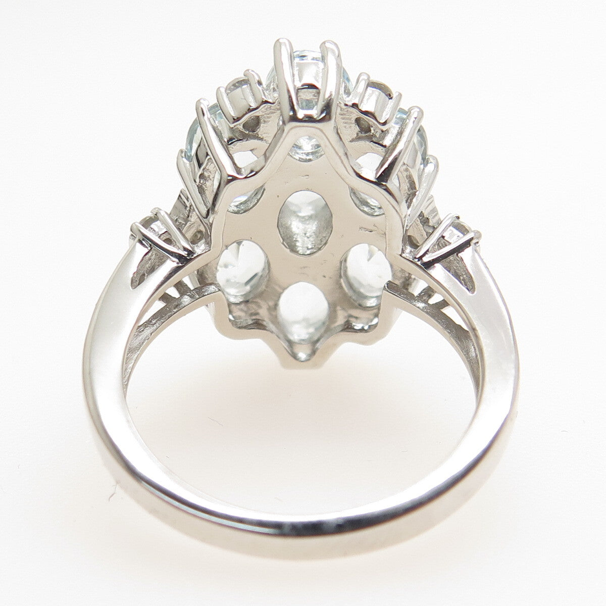 DBJ DEE BERKLE 925 Sterling Silver Real Light Blue & White Topaz Ring Size 8