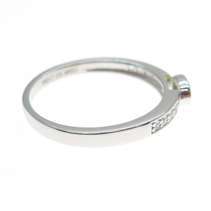 DSMK 925 Sterling Silver Real Oval-Cut Peridot & White Topaz Ring Size 9.25