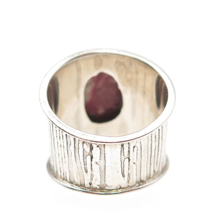 925 Sterling Silver Vintage Real Thulite Spiral Oxidized Ring Size 7.5