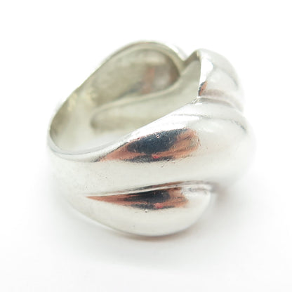 925 Sterling Silver Vintage Modernist Puffy Ring Size 7