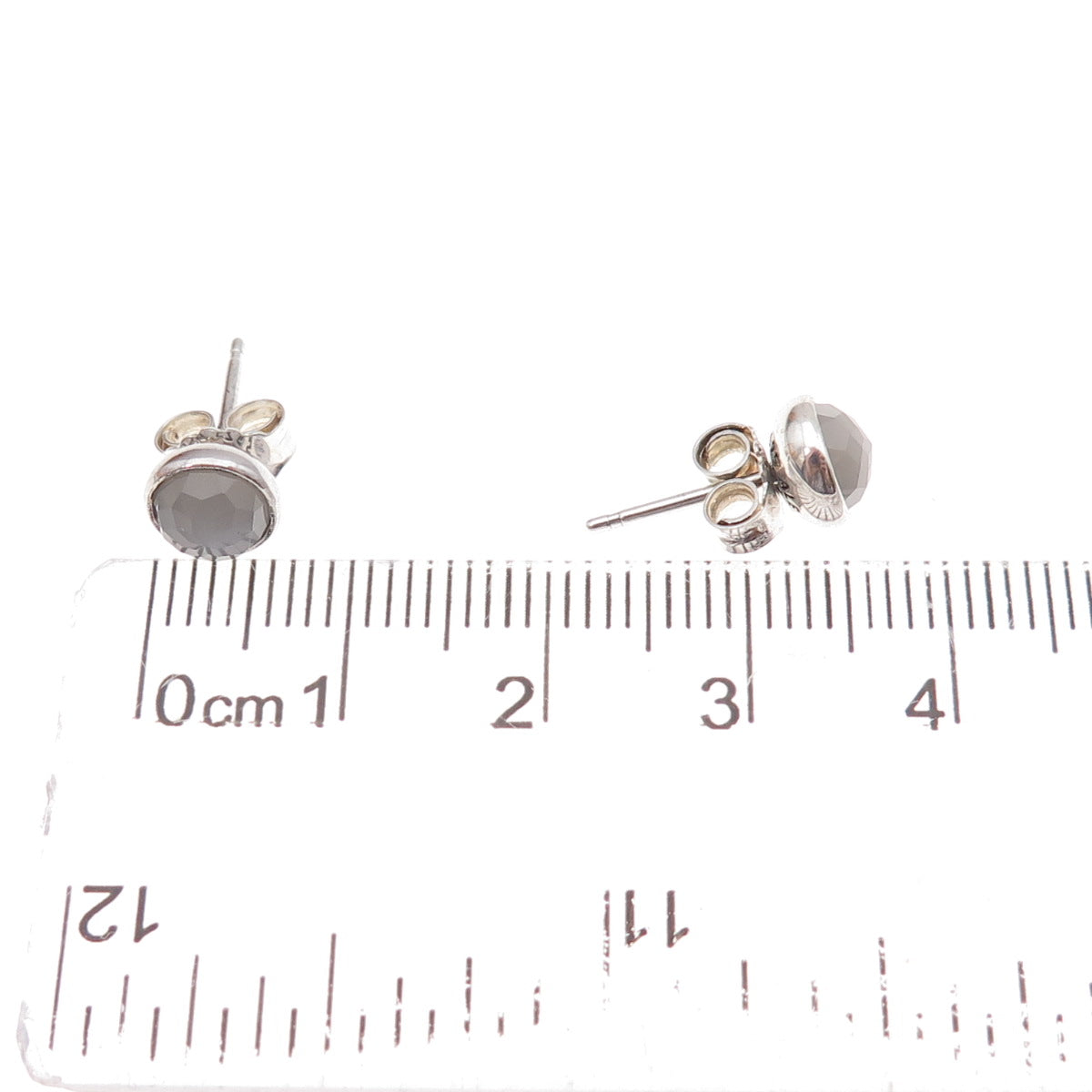 Pandora Sterling Silver Real Gray Moonstone June Birthday Blooms Stud Earrings
