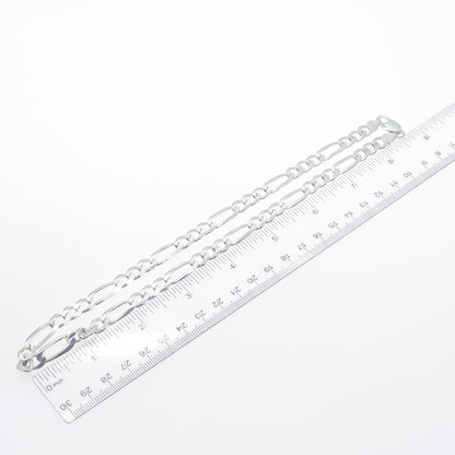 925 Sterling Silver Vintage Italy Figaro Chain Necklace 18"