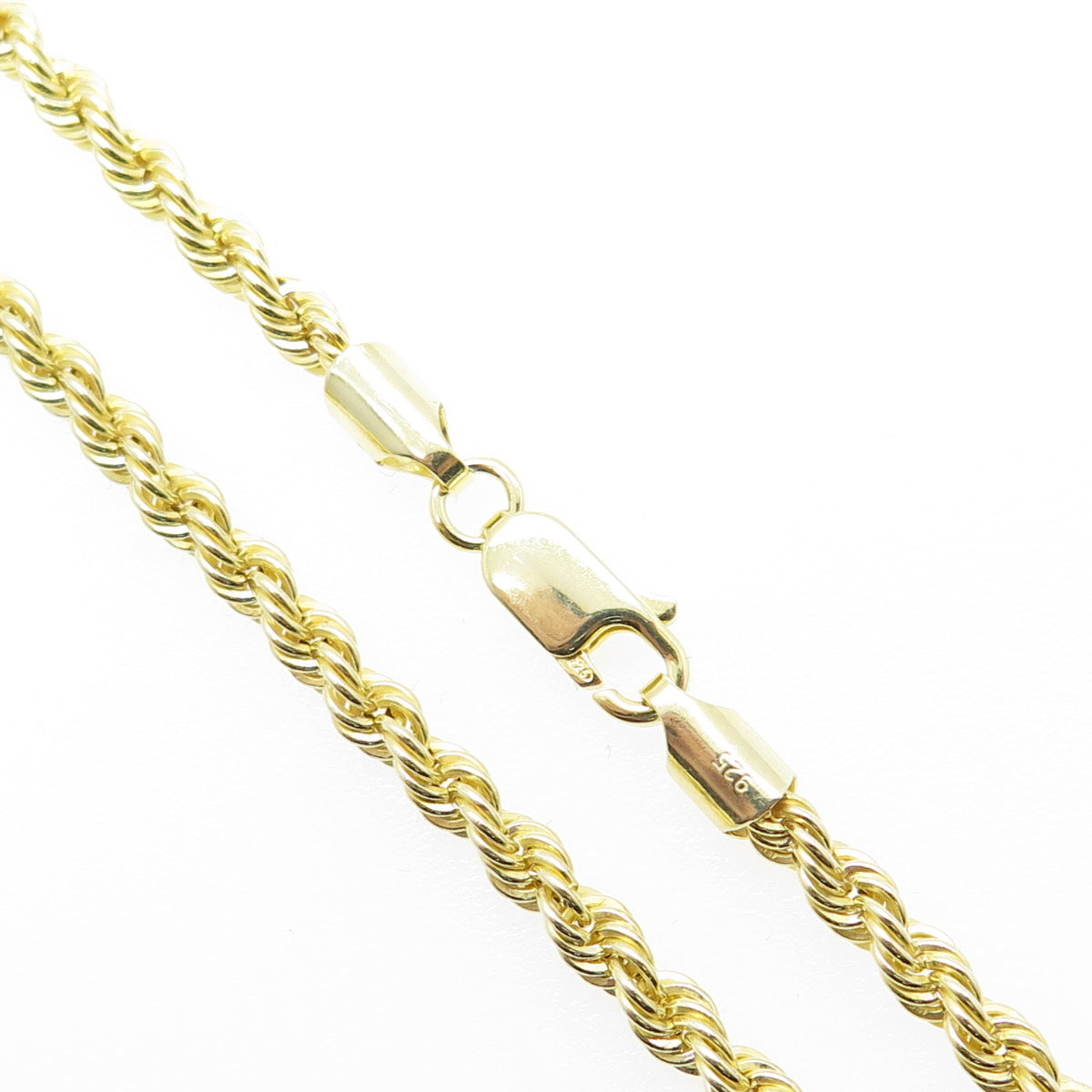 925 Sterling Silver Gold Plated Twisted Rope Chain Necklace 16"