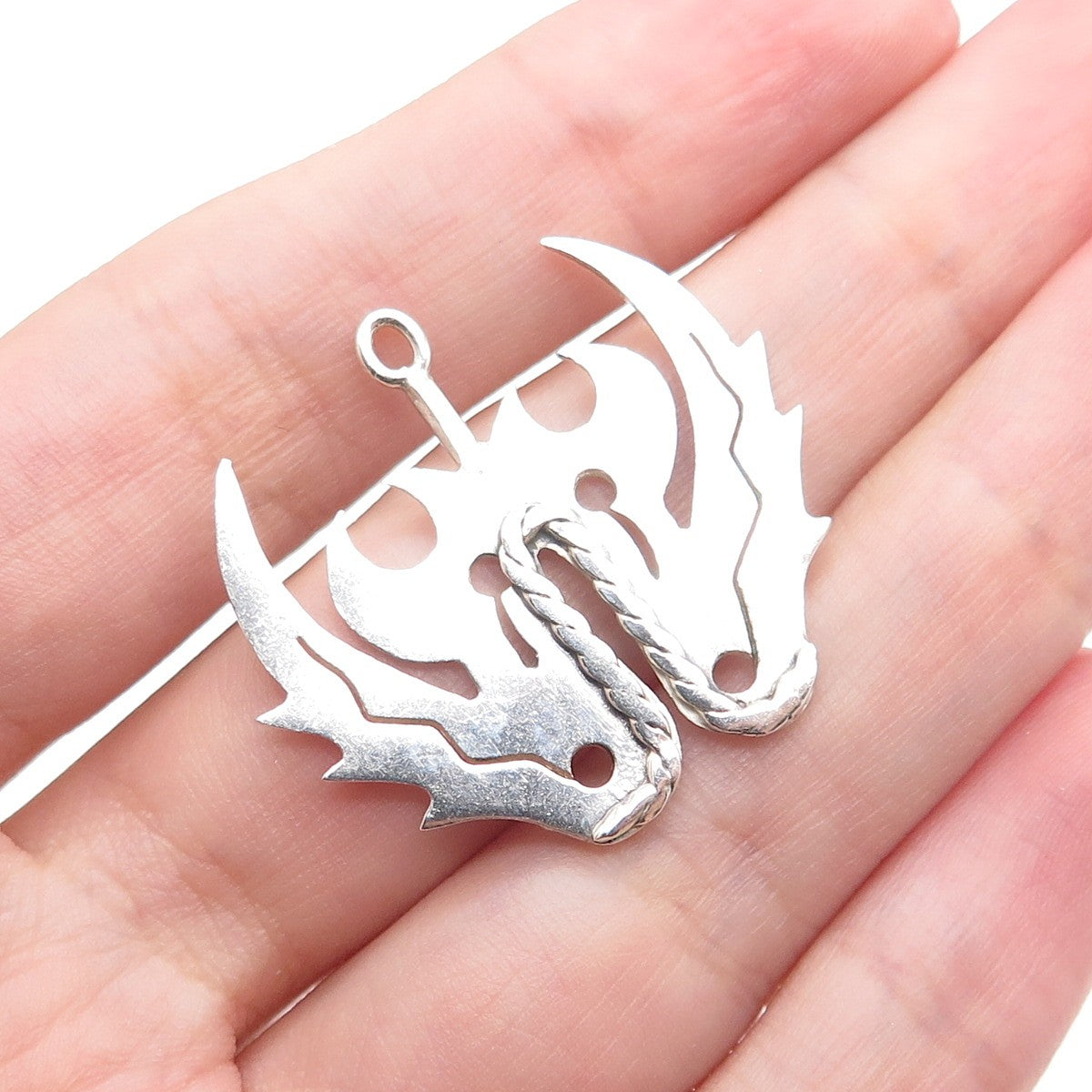 925 Sterling Silver Vintage Flame Anchor Biker Charm Pendant