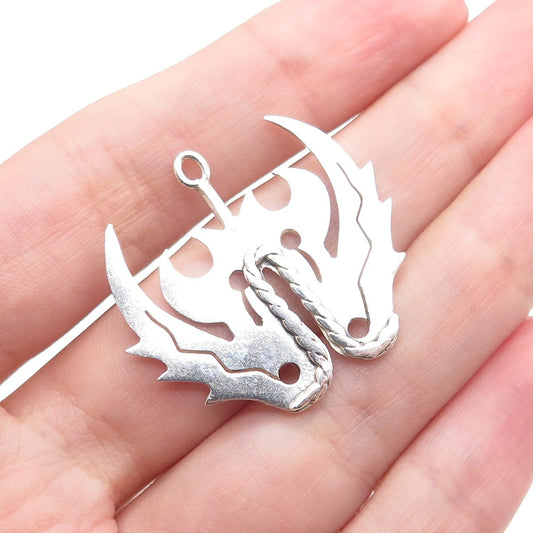 925 Sterling Silver Vintage Flame Anchor Biker Charm Pendant