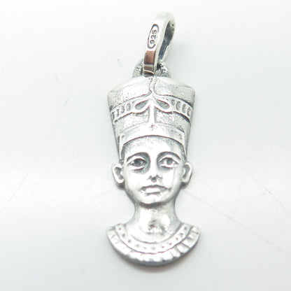 925 Sterling Silver Vintage Italy Egyptian Pharaoh Nefertiti Charm Pendant