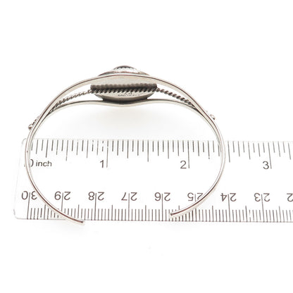 Pat Yazzie Navajo Old Pawn Sterling Silver Black Onyx Adjustable Bracelet 5.75"