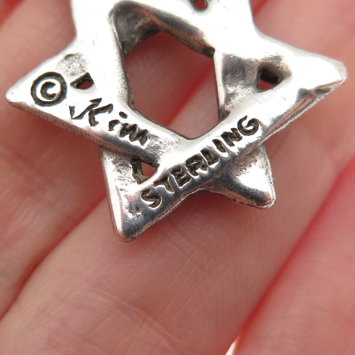KIM 925 Sterling Silver Vintage Star of David Oxidized Charm Pendant