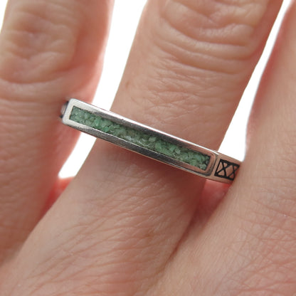 AVA YETTER 925 Sterling Vintage Southwestern Turquoise Stackable Ring Size 10.25