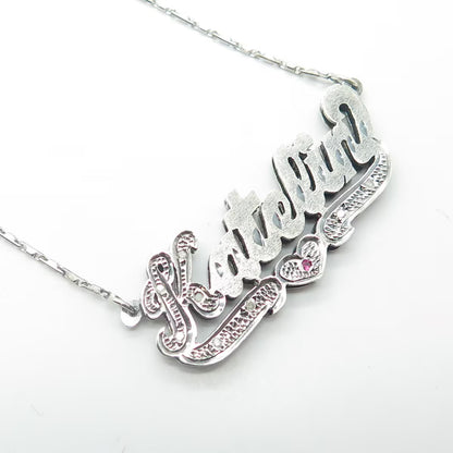 925 Sterling Silver Vintage Italy Diamond & Sapphire Katelin Chain Necklace 18"