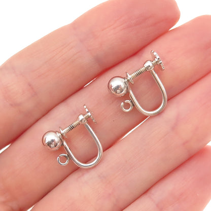 925 Sterling Silver Vintage Charm Holder Screw Back Earrings