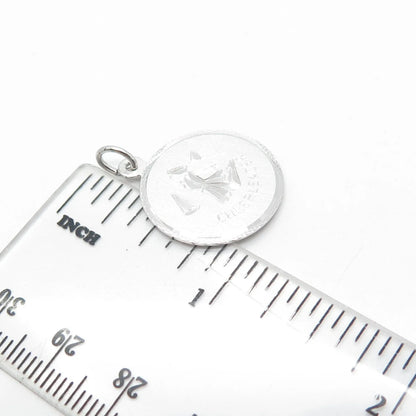 925 Sterling Silver Vintage Cheerleader Support Team Round Medal Pendant