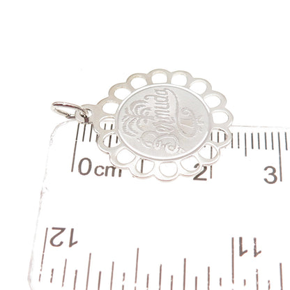CREA 925 Sterling Silver Vintage Bermuda Palm Tree Floral Charm Pendant