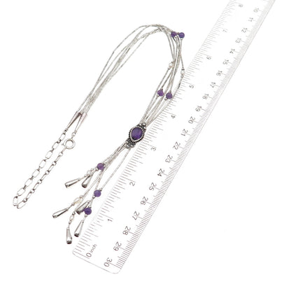 Carolyn Pollack Old Pawn Sterling Silver Vintage Amethyst Chain Necklace 16-18"